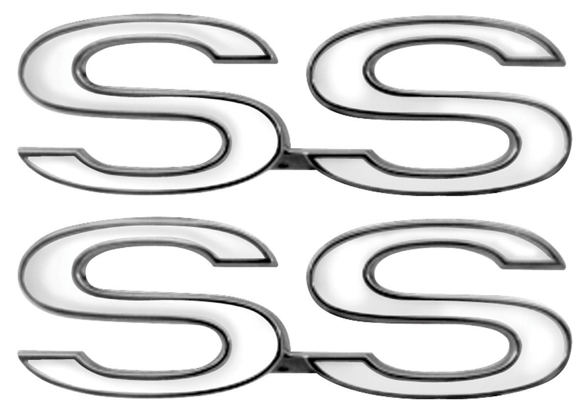 Emblem, Fender, 1973-74 Chevelle/El Camino, SS, Pair 1 Emblem, Fender, 1973-74 Chevelle/El Camino, SS, Pair