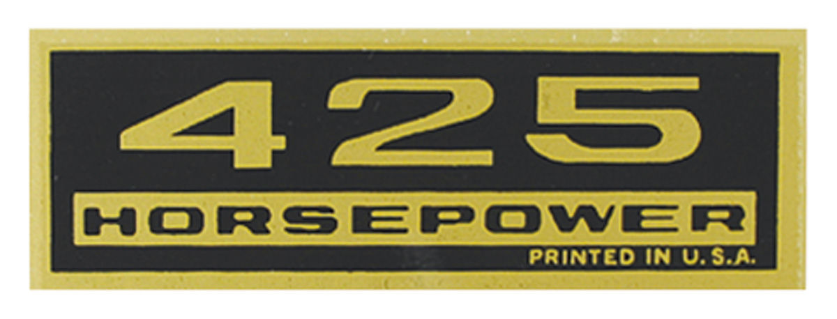 Decal, Valve Cover, 1964-77 Chevelle/El Camino/Monte Carlo, 425HP, Black/Gold 1 Decal, Valve Cover, 1964-77 Chevelle/El Camino/Monte Carlo, 425HP, Black/Gold