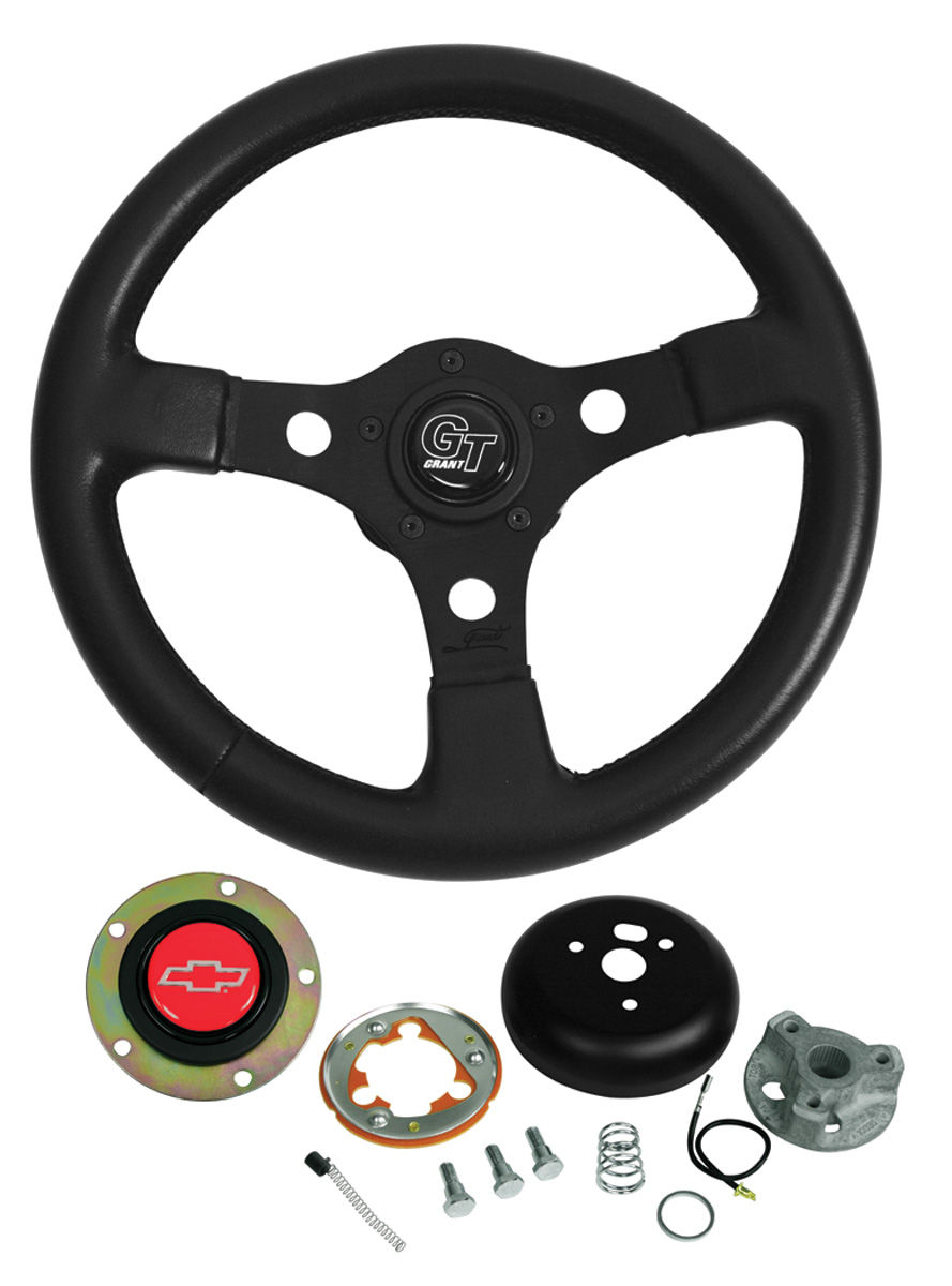 Steering Wheel Kit, Grant Formula GT, 1969-88 CH/EC/MC, Black w/ Red Bowtie Cap 1 Steering Wheel Kit, Grant Formula GT, 1969-88 CH/EC/MC, Black w/ Red Bowtie Cap