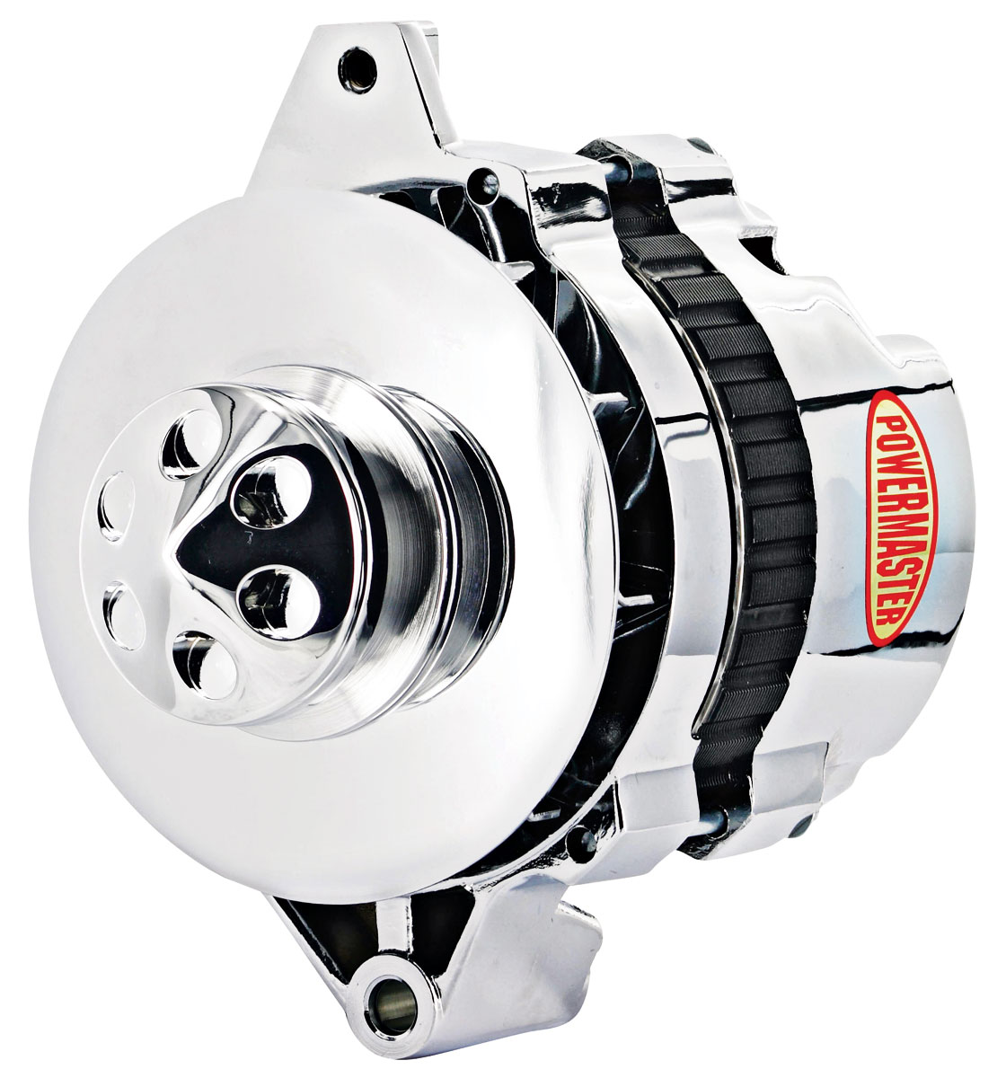 Alternator, Powermaster, 1954-88 GM, CS130, 105A, 1v Pulley, Chrome Baffle/Cone 1 Alternator, Powermaster, 1954-88 GM, CS130, 105A, 1v Pulley, Chrome Baffle/Cone