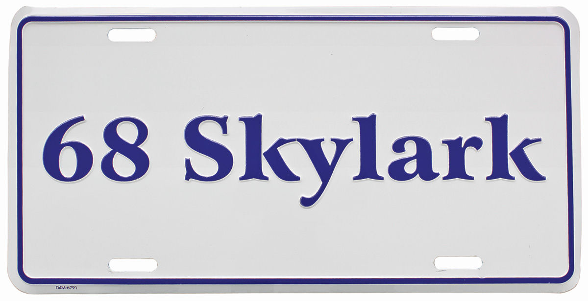License Plate, Custom, 1968 Skylark 1 License Plate, Custom, 1968 Skylark