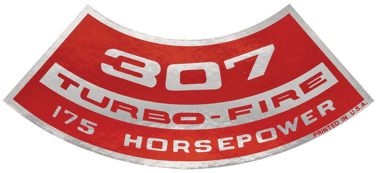 Decal, Air Cleaner, 1964-77 Chevelle/El Camino/MC, 307 Turbo-Fire 175HP 1 Decal, Air Cleaner, 1964-77 Chevelle/El Camino/MC, 307 Turbo-Fire 175HP