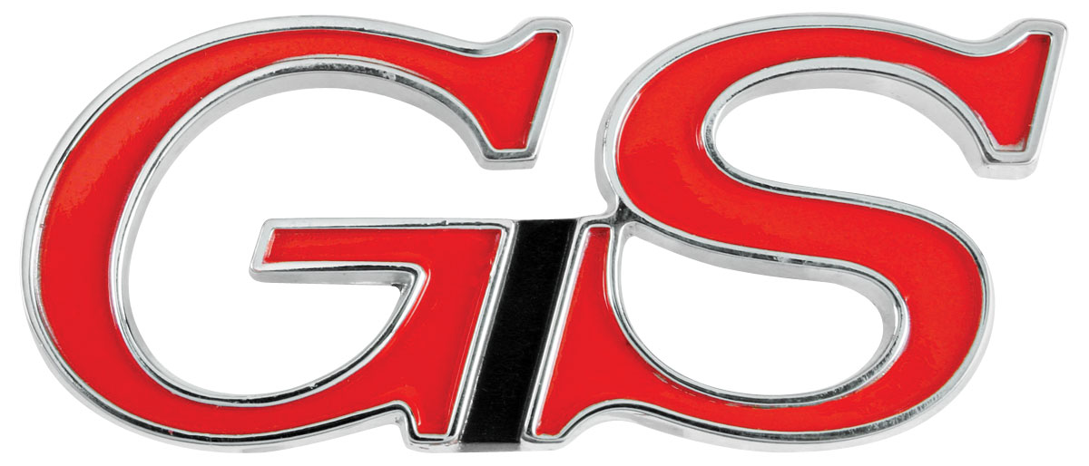 Emblem, "GS", 1967-69 Quarter Panel, 1967/1969 Sail Panel, 1967-68 Trunk Lid 1 Emblem, "GS", 1967-69 Quarter Panel, 1967/1969 Sail Panel, 1967-68 Trunk Lid