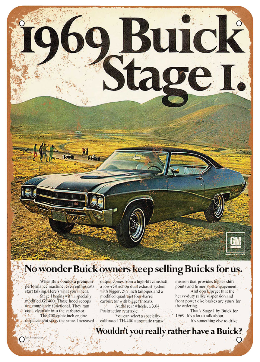 Sign, Aluminum 10"x14", 1969 Buick Stage I 1 Sign, Aluminum 10"x14", 1969 Buick Stage I