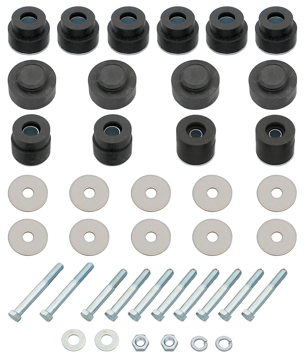 Bushing Set, Body, 1968-72 Chevelle/Cutlass Coupe & EC, 24 Bushings w/Hardware 1 Bushing Set, Body, 1968-72 Chevelle/Cutlass Coupe & EC, 24 Bushings w/Hardware