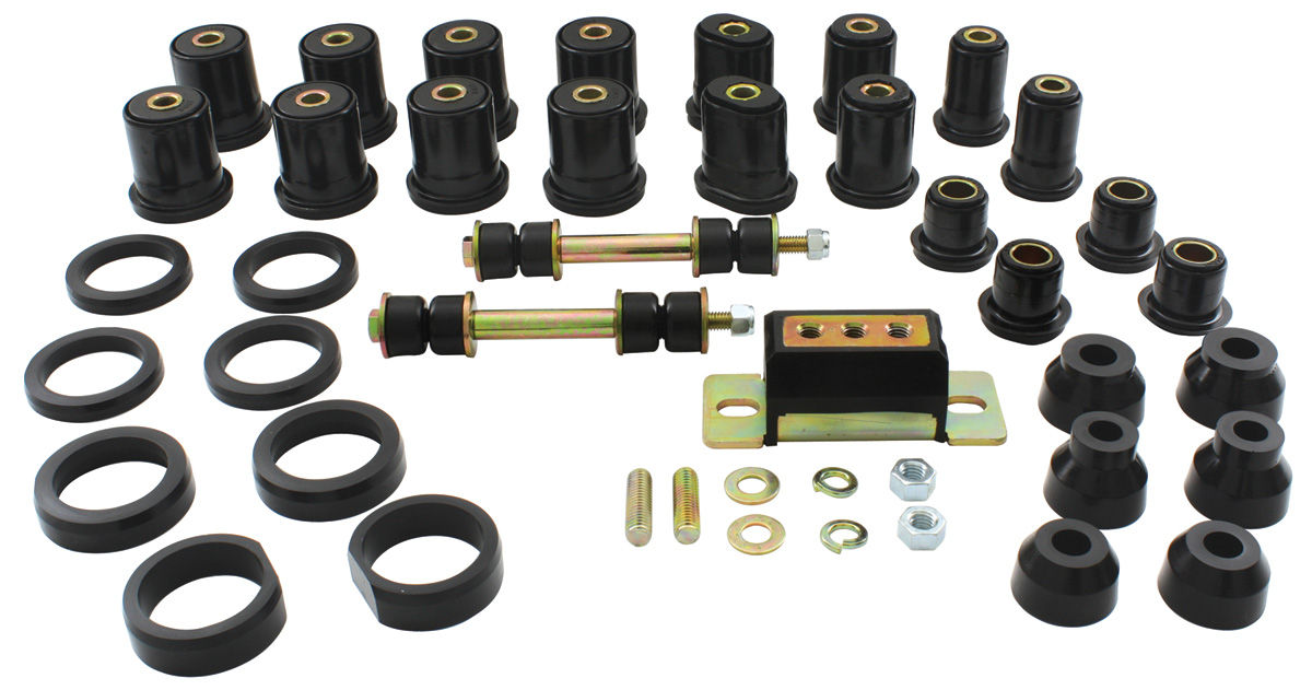 Bushing Set, Suspension Prothane, 1966-72 Cutlass/Skylark, Complete FT & RR 1 Bushing Set, Suspension Prothane, 1966-72 Cutlass/Skylark, Complete FT & RR