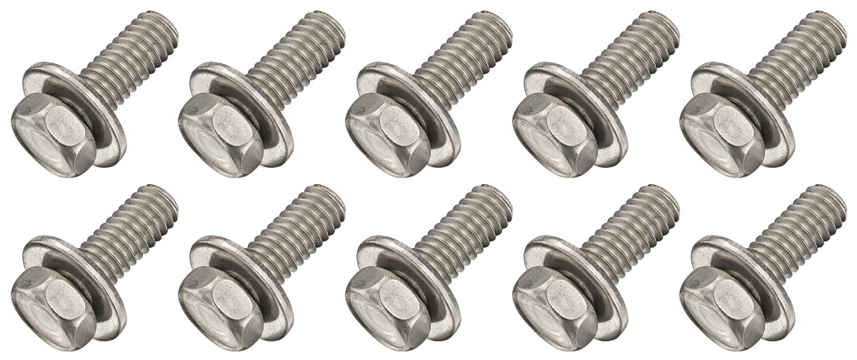 Bolt, Hex Head, 1959-93, w/Sems Washer, 10-PC 1 Bolt, Hex Head, 1959-93, w/Sems Washer, 10-PC