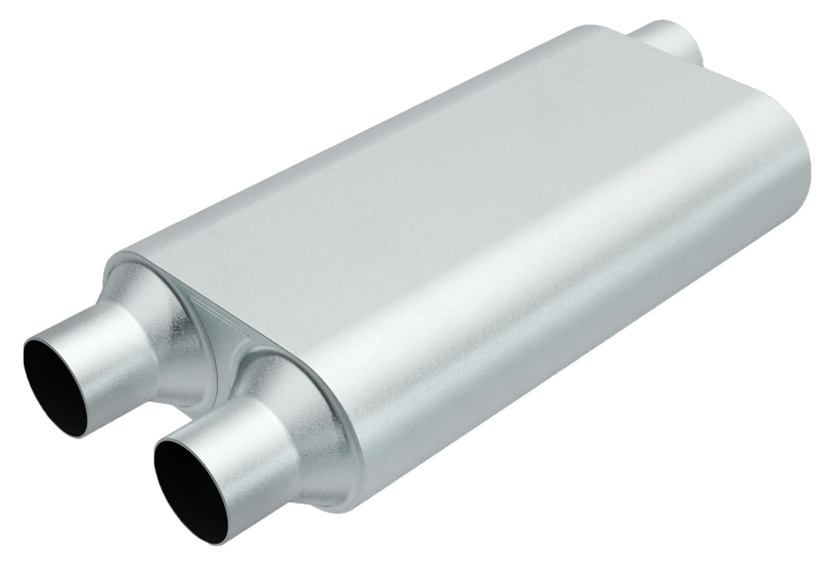 Muffler, Rumble Chambered Perf, 2.5" Offset/Dual; 4.25" x 9.5" x 17" Body, 23" 1 Muffler, Rumble Chambered Perf, 2.5" Offset/Dual; 4.25" x 9.5" x 17" Body, 23"