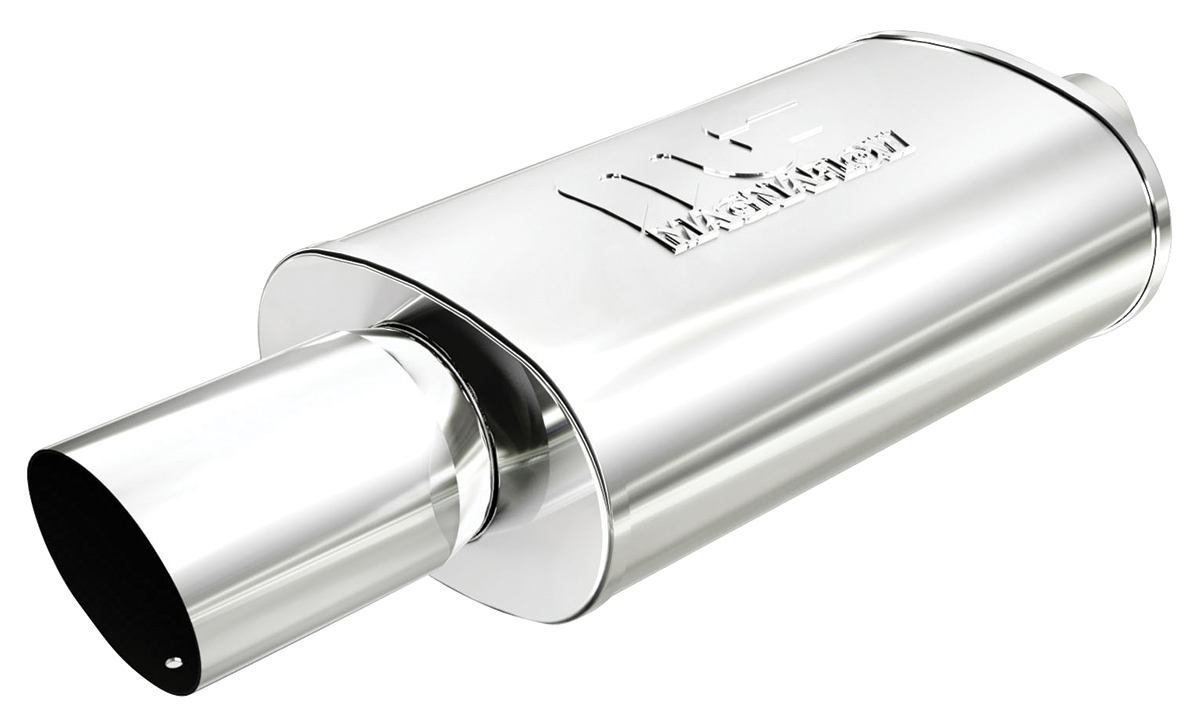 Muffler w/Tip, Street 5" x 8" x 14" Oval, 2.25" In/4" Angle Cut Tip, Cntr/Cntr 1 Muffler w/Tip, Street 5" x 8" x 14" Oval, 2.25" In/4" Angle Cut Tip, Cntr/Cntr