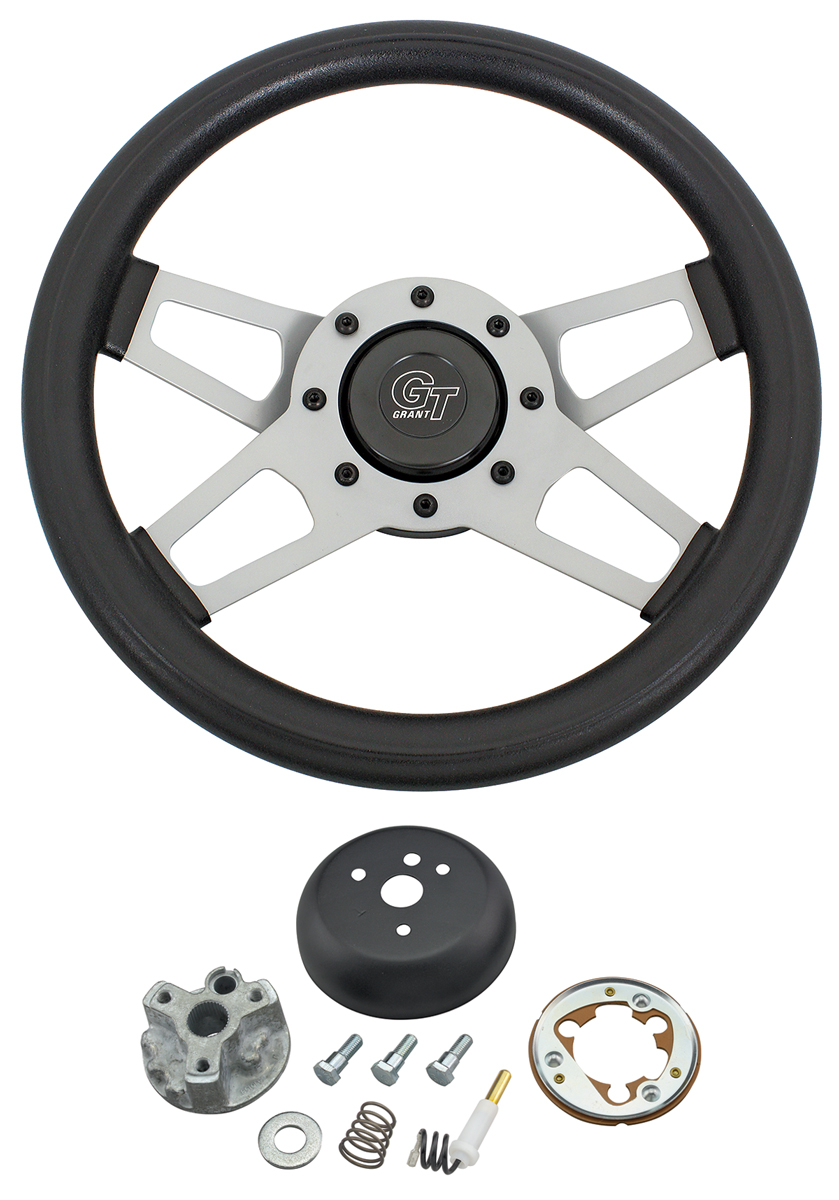 Steering Wheel Kit, Grant Challenger 4-Spoke, 1964-65 CH/EC/1964-66 G/T/L, Satin 1 Steering Wheel Kit, Grant Challenger 4-Spoke, 1964-65 CH/EC/1964-66 G/T/L, Satin