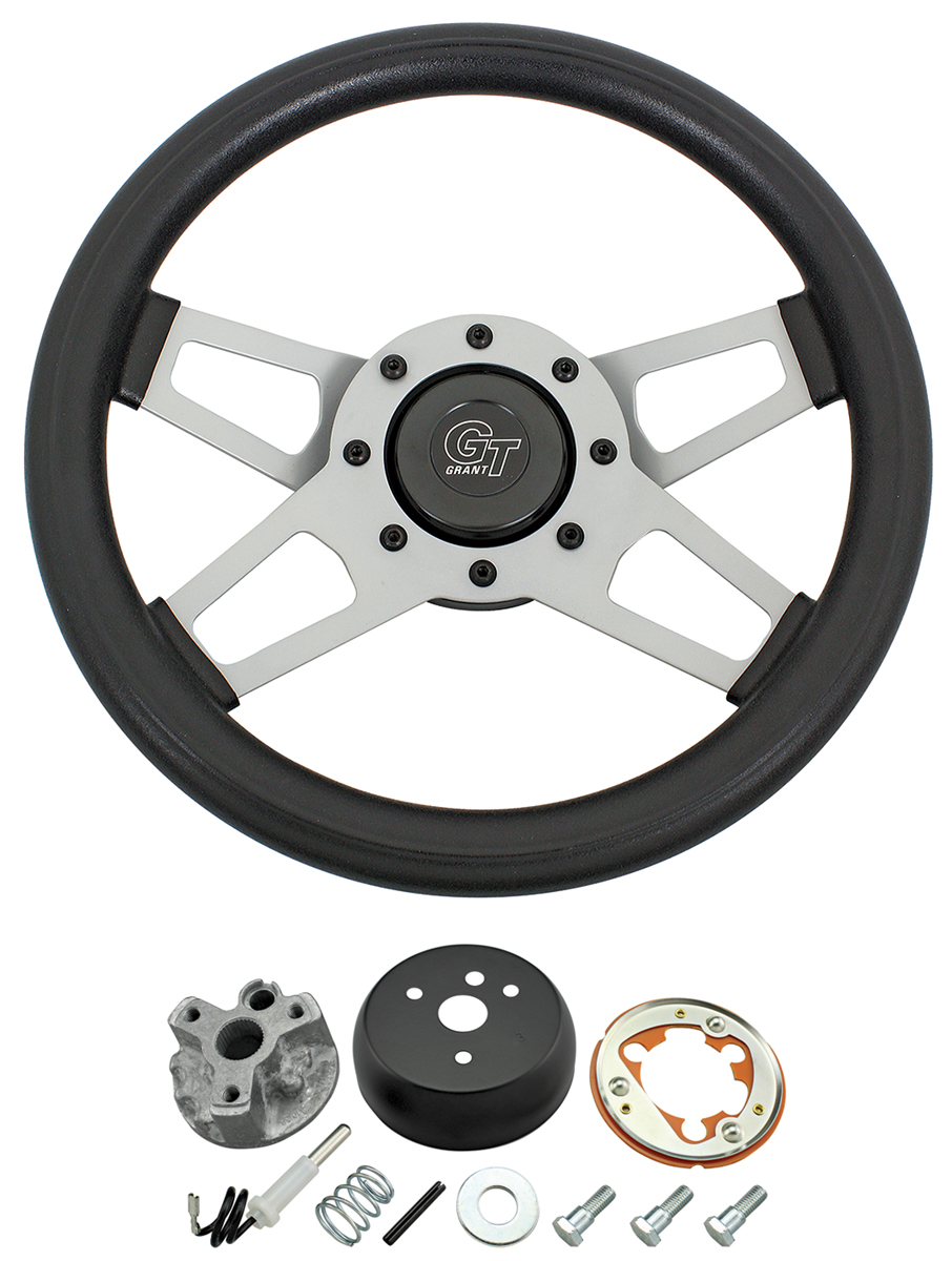 Steering Wheel Kit, Grant Challenger 4-Spoke, 1964-66, Satin 1 Steering Wheel Kit, Grant Challenger 4-Spoke, 1964-66, Satin