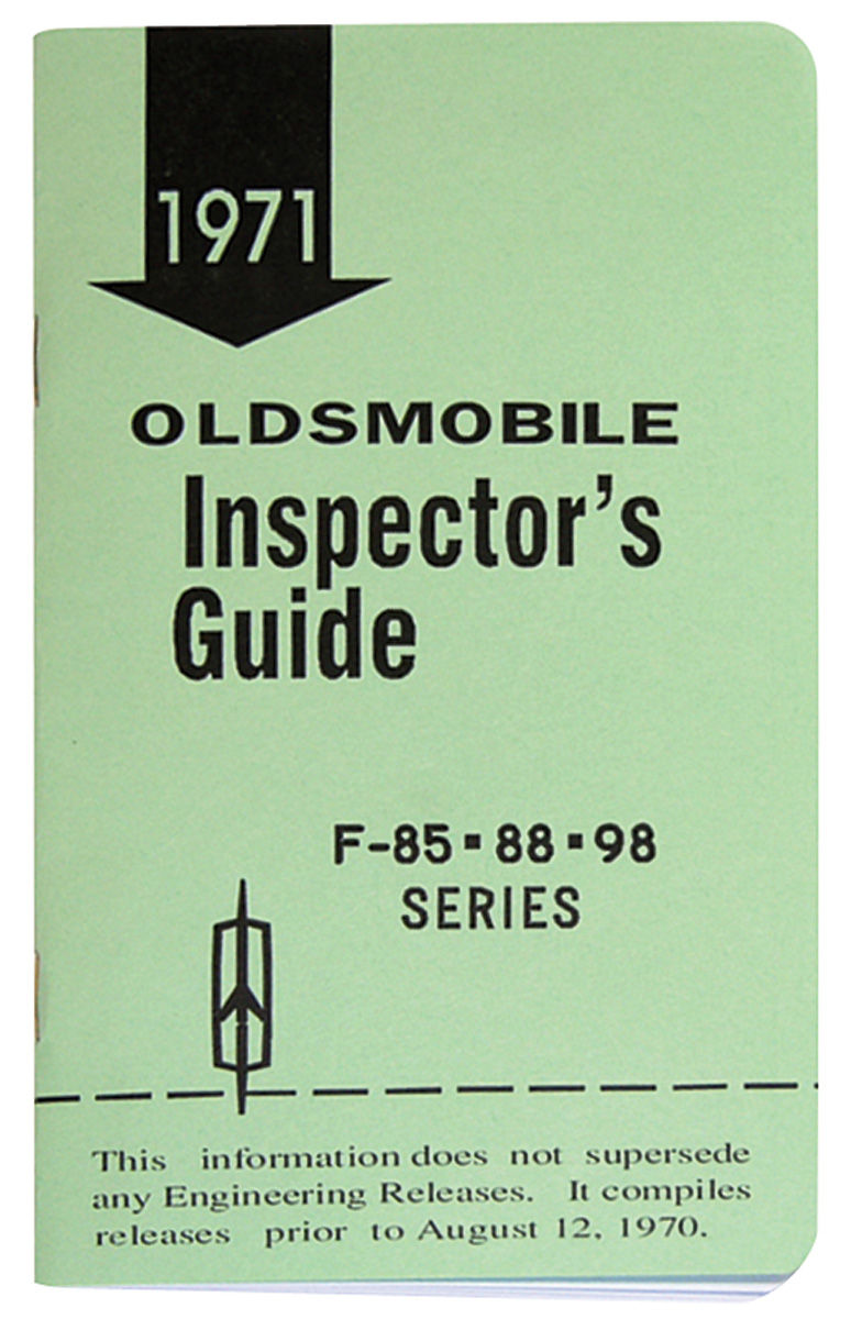 Book, "Inspectors Guide", 1971 Oldsmobile 1 Book, "Inspectors Guide", 1971 Oldsmobile