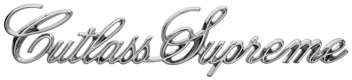 Emblem, Trunk, 1973-77 Cutlass Supreme, Script 1 Emblem, Trunk, 1973-77 Cutlass Supreme, Script
