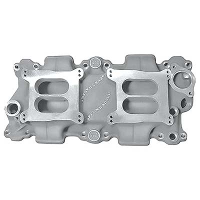 Intake Manifold, High-Rise Dual Quad, Offenhauser, Chevy, 348 ci, AFB/Holley Crb 1 Intake Manifold, High-Rise Dual Quad, Offenhauser, Chevy, 348 ci, AFB/Holley Crb