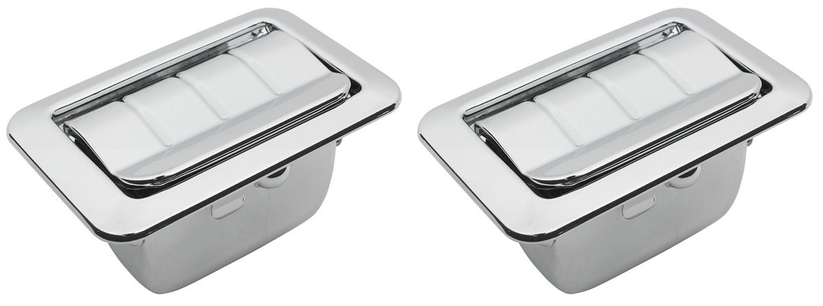Cover, Ash Tray, 1968-72 Chevrolet, 68-69 BOP, Chrome/Ribbed , 3-1/2" x 2", Pair 1 Cover, Ash Tray, 1968-72 Chevrolet, 68-69 BOP, Chrome/Ribbed , 3-1/2" x 2", Pair
