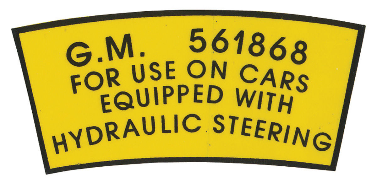 Decal, Power Steering Pump Pulley, 1954-57 Cadillac 1 Decal, Power Steering Pump Pulley, 1954-57 Cadillac