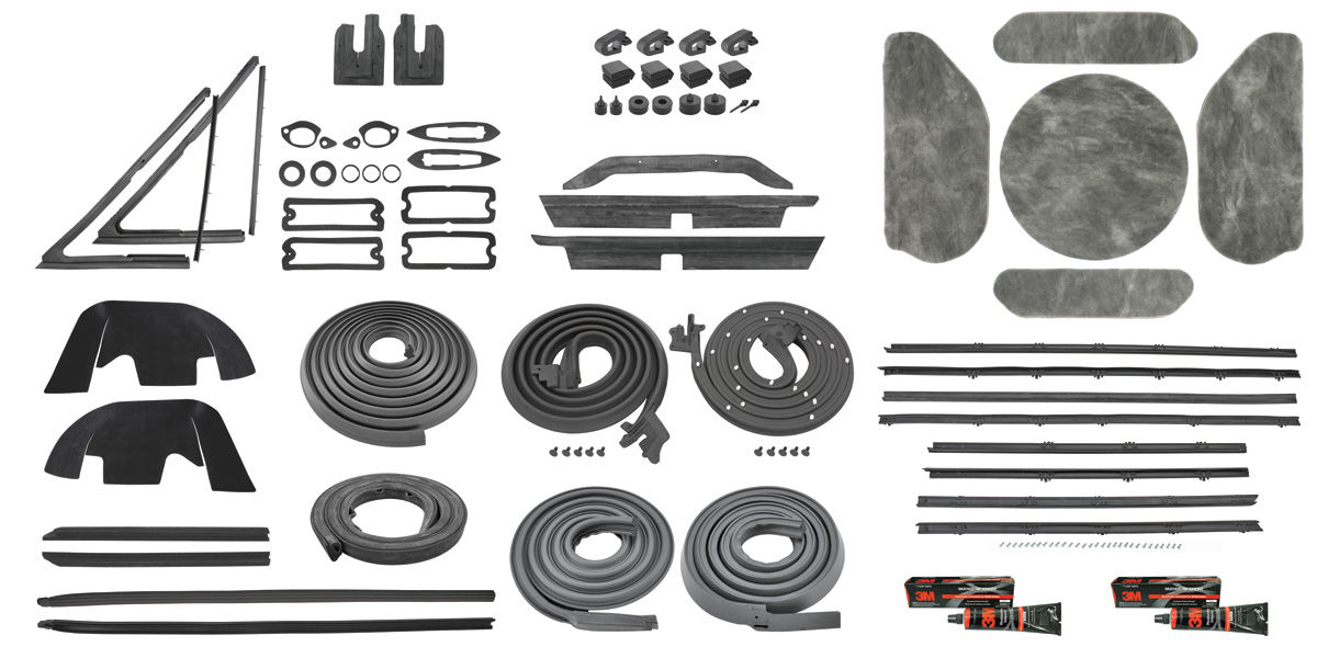 Seal Kit, 1971-72 Chevelle Stage II, Coupe Except SS, Original Felts 1 Seal Kit, 1971-72 Chevelle Stage II, Coupe Except SS, Original Felts