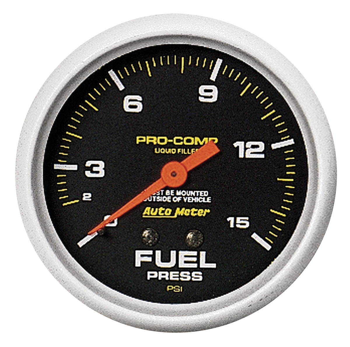 Gauge, Fuel Pres w/Isolator, AutoMeter, Pro-Comp, 2-5/8", 0-15PSI, Liquid-Filled