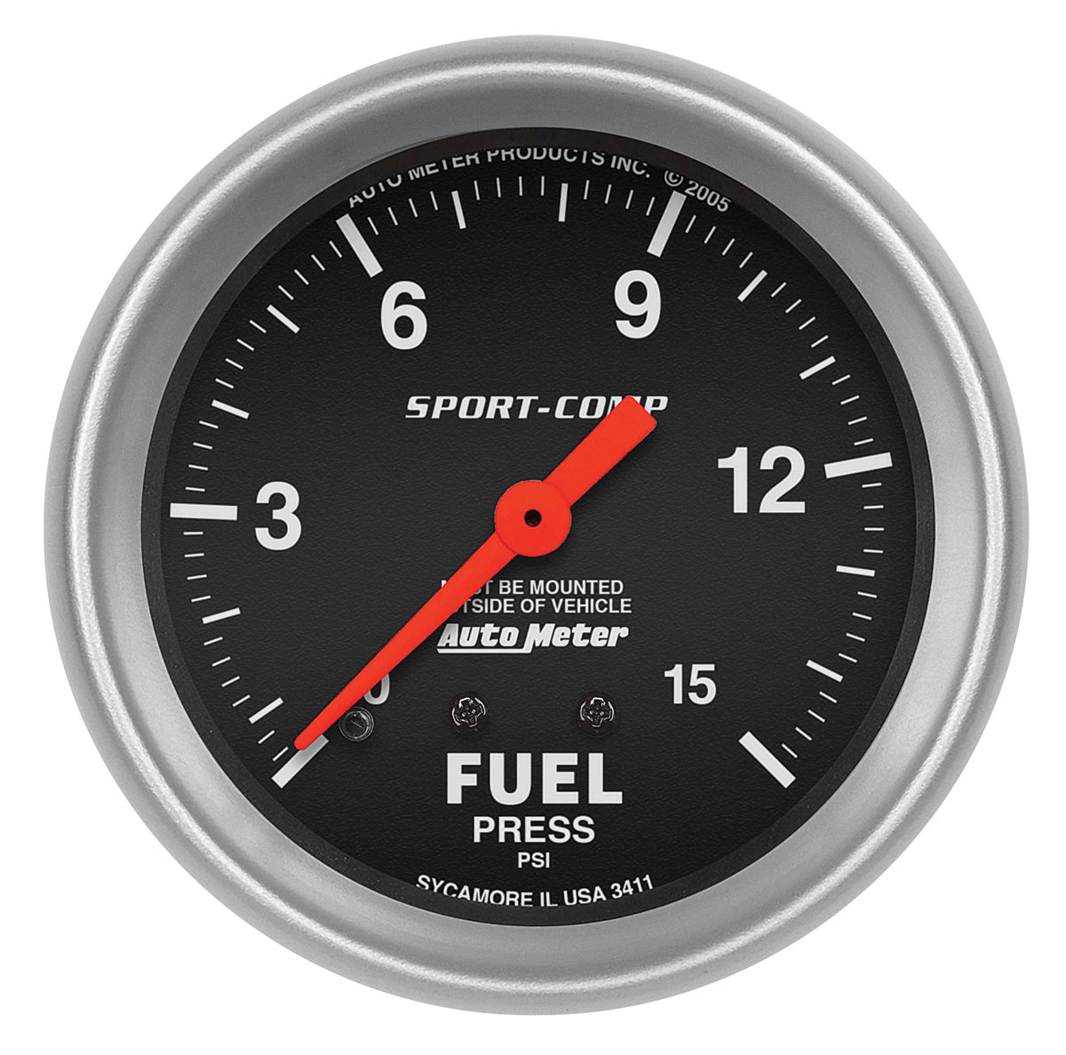 Gauge, Fuel Pressure, AutoMeter, 2-5/8", Mechanical, 0-15PSI