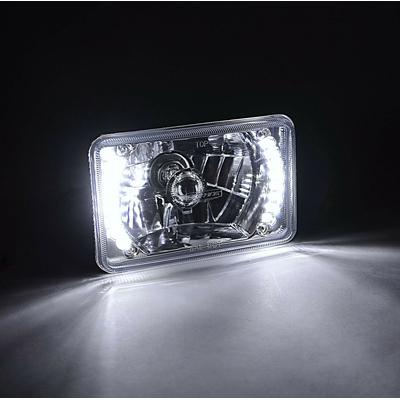 Headlights, Octane Lighting4X6", LED Split Halo, Halogen H4 Bulb 1 Headlights, Octane Lighting4X6", LED Split Halo, Halogen H4 Bulb