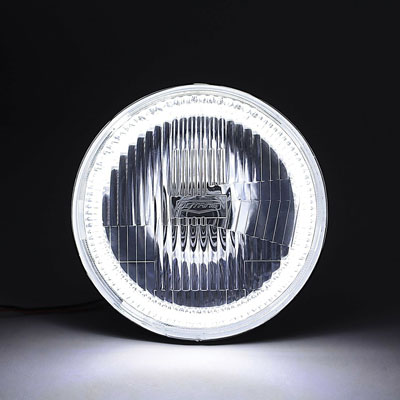 Headlights, Octane Lighting, 7" COB LED White Halo, H4 Bulb, Flood Glass 1 Headlights, Octane Lighting, 7" COB LED White Halo, H4 Bulb, Flood Glass
