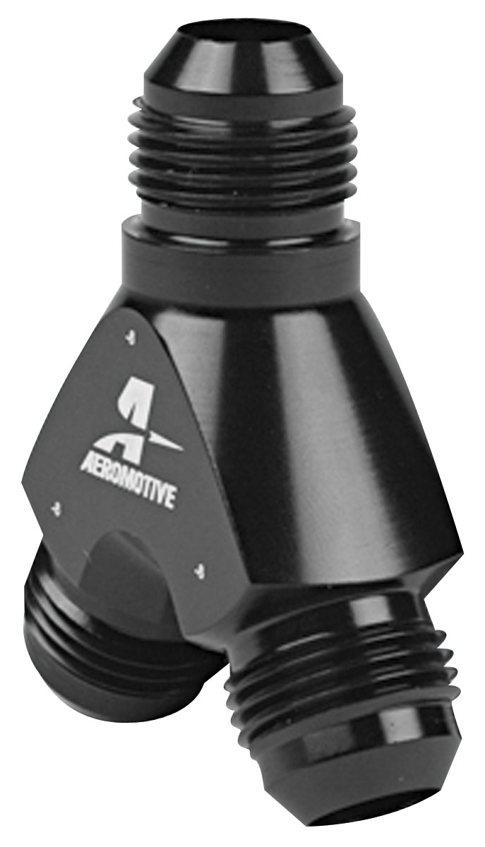 Fitting, Y-Block, Aeromotive, AN-08 x AN-08 (x2) 1 Fitting, Y-Block, Aeromotive, AN-08 x AN-08 (x2)