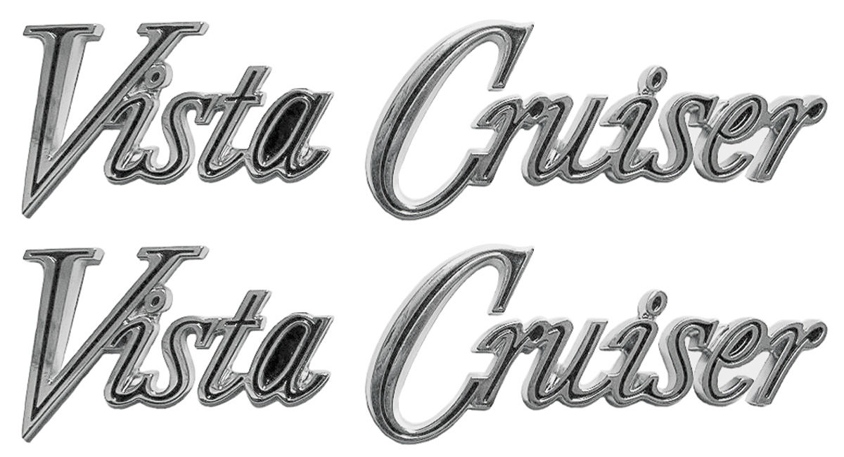 Emblem, Fender, 1970-72 Cutlass, Vista Cruiser Script, Kit 1 Emblem, Fender, 1970-72 Cutlass, Vista Cruiser Script, Kit
