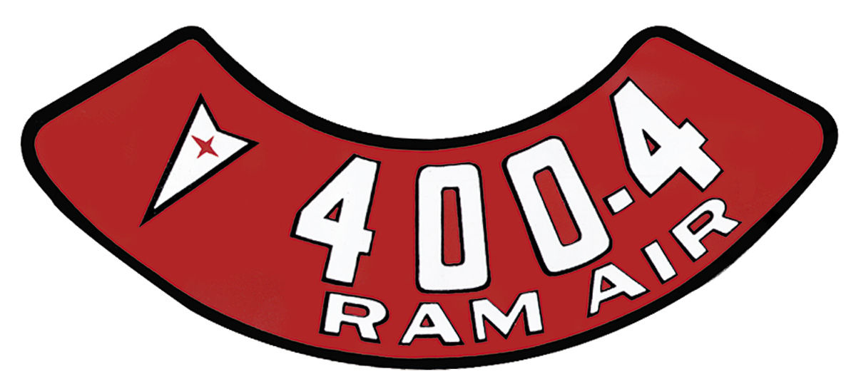 Decal, Air Cleaner, 1959-76 Pontiac, Rounded 400-2 w/Arrowhead, Aftermarket 1 Decal, Air Cleaner, 1959-76 Pontiac, Rounded 400-2 w/Arrowhead, Aftermarket