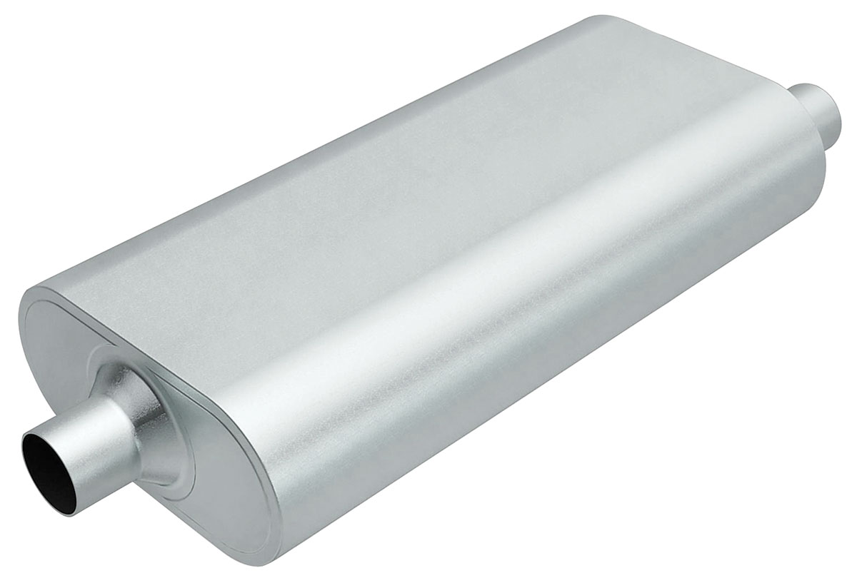 Muffler, Rumble Turbo Perf, 2.5" Offset/Cntr, 4.25" x 9.75" x 20" Body/25" Long 1 Muffler, Rumble Turbo Perf, 2.5" Offset/Cntr, 4.25" x 9.75" x 20" Body/25" Long