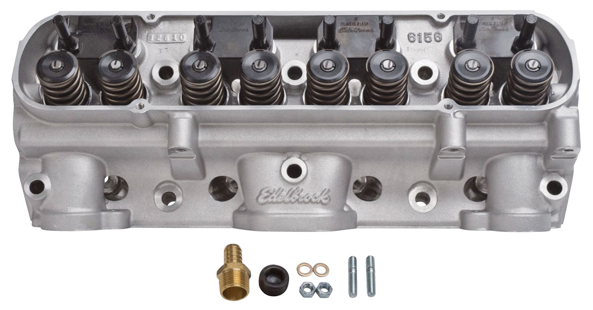 Cylinder Head, Edelbrock, Pontiac, Aluminum, D-Port, 72CC, Complete 1 Cylinder Head, Edelbrock, Pontiac, Aluminum, D-Port, 72CC, Complete
