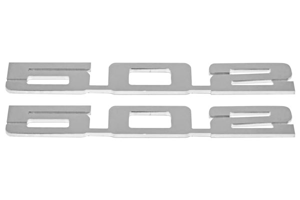 Emblems, 502, Flat Panel, Mirror Polished Stainless, Laser Cut, Pair
