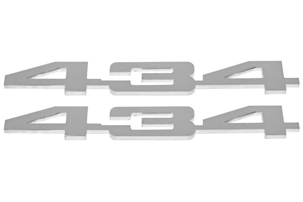 Emblems, 434, Flat Panel, Mirror Polished Stainless, Laser Cut, Pair