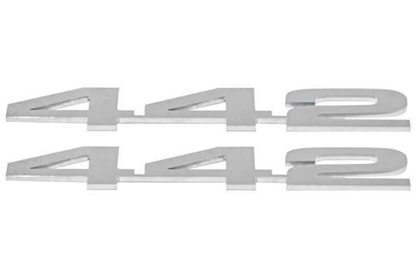 Emblems, 442, Flat Panel, Mirror Polished Stainless, Laser Cut, Pair
