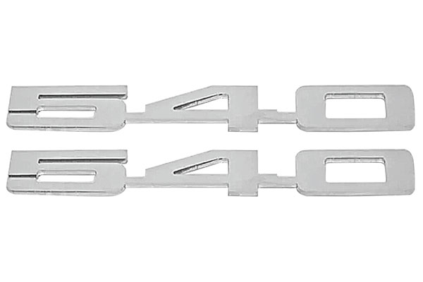 Emblems, 540, Hood, Mirror Polished Stainless, Laser Cut, Pair 1 Emblems, 540, Hood, Mirror Polished Stainless, Laser Cut, Pair