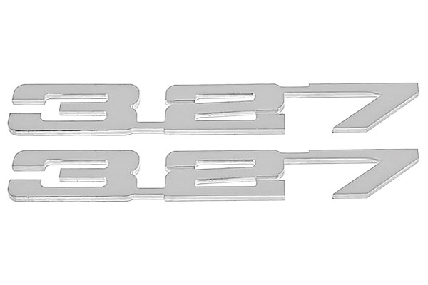 Emblems, 327, Fender, Mirror Polished Stainless, Laser Cut, Pair