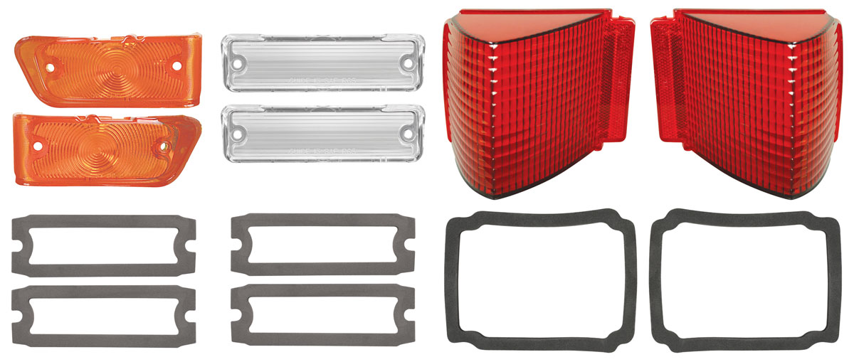 Lens Kit, Exterior, 1967 Chevelle, Tail, Backup, Marker, Amber Park, W/Gasket 1 Lens Kit, Exterior, 1967 Chevelle, Tail, Backup, Marker, Amber Park, W/Gasket