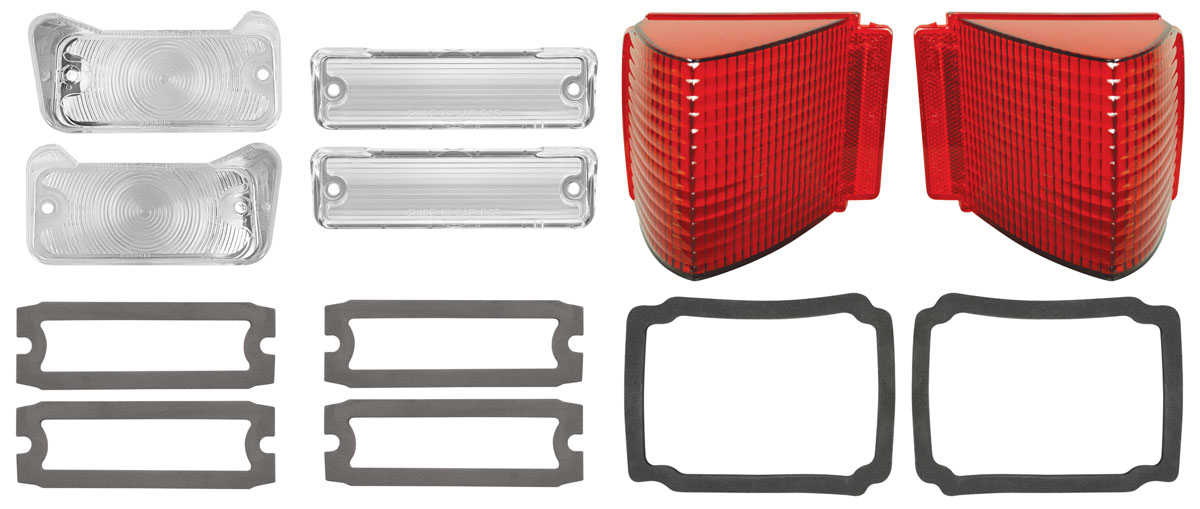 Lens Kit, Exterior, 1967 Chevelle, Tail, Backup, Marker, Clear Park, W/Gasket 1 Lens Kit, Exterior, 1967 Chevelle, Tail, Backup, Marker, Clear Park, W/Gasket