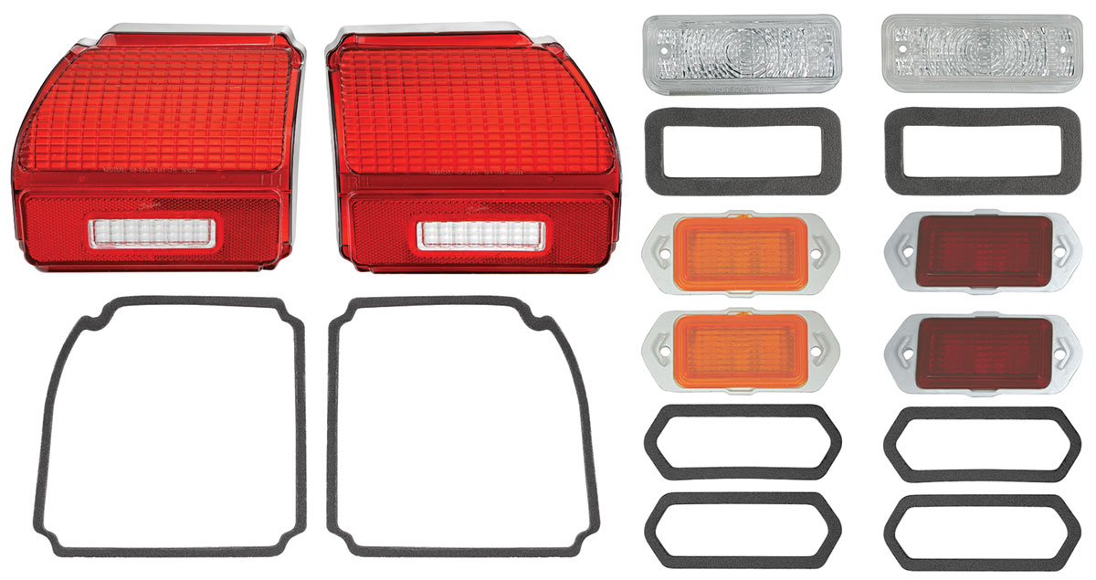 Lens Kit, Exterior, 1969 Chevelle Malibu, Tail, Backup, Marker, Park, W/Gasket 1 Lens Kit, Exterior, 1969 Chevelle Malibu, Tail, Backup, Marker, Park, W/Gasket
