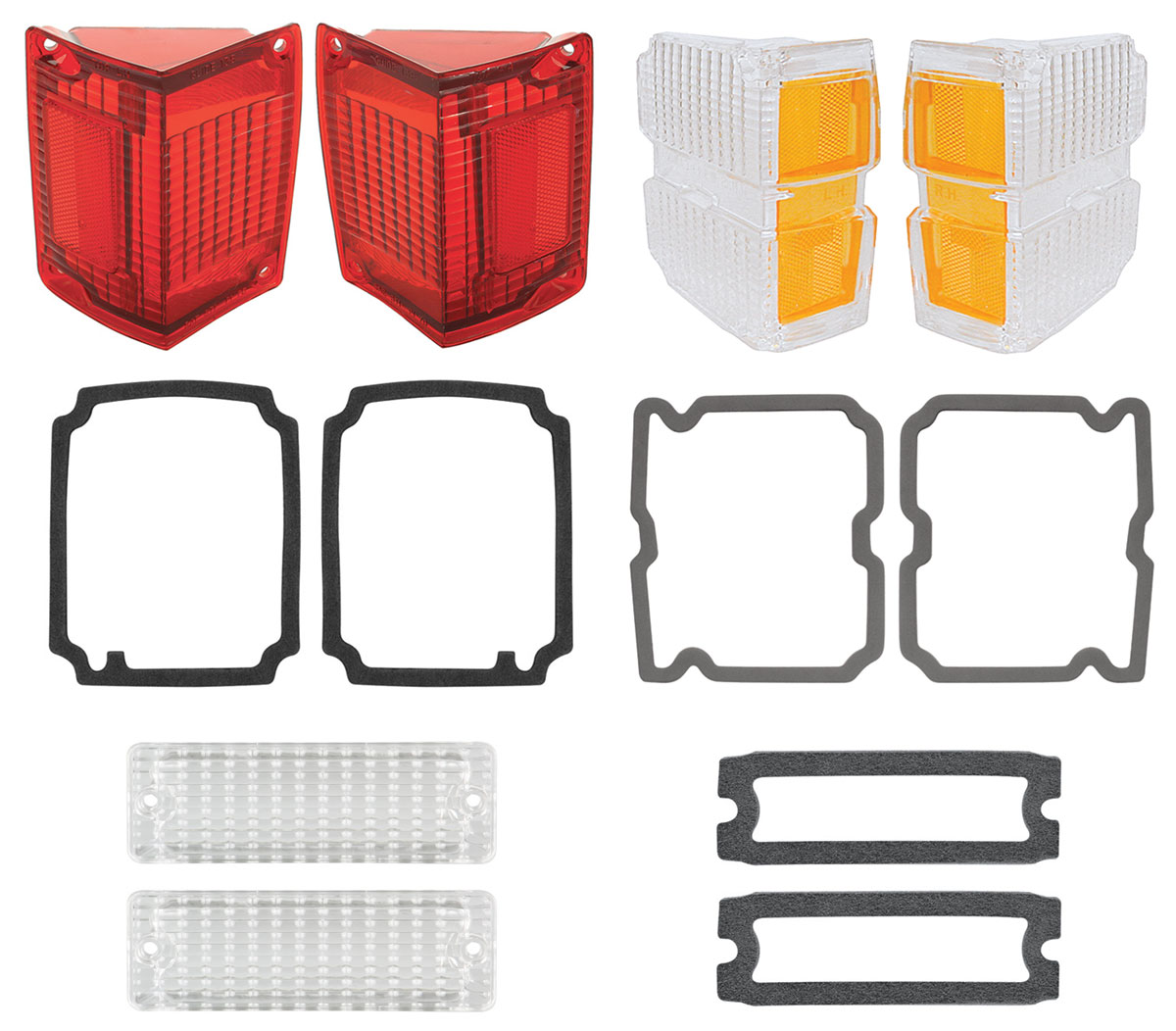 Lens Kit, Exterior, 1971 El Camino, Tail, Backup, Marker, Clear Park, W/Gasket 1 Lens Kit, Exterior, 1971 El Camino, Tail, Backup, Marker, Clear Park, W/Gasket