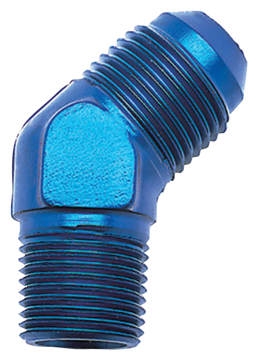 Adapter, AN to NPT, Russell, -6AN to 3/8"NPT, 45 Degree 1 Adapter, AN to NPT, Russell, -6AN to 3/8"NPT, 45 Degree