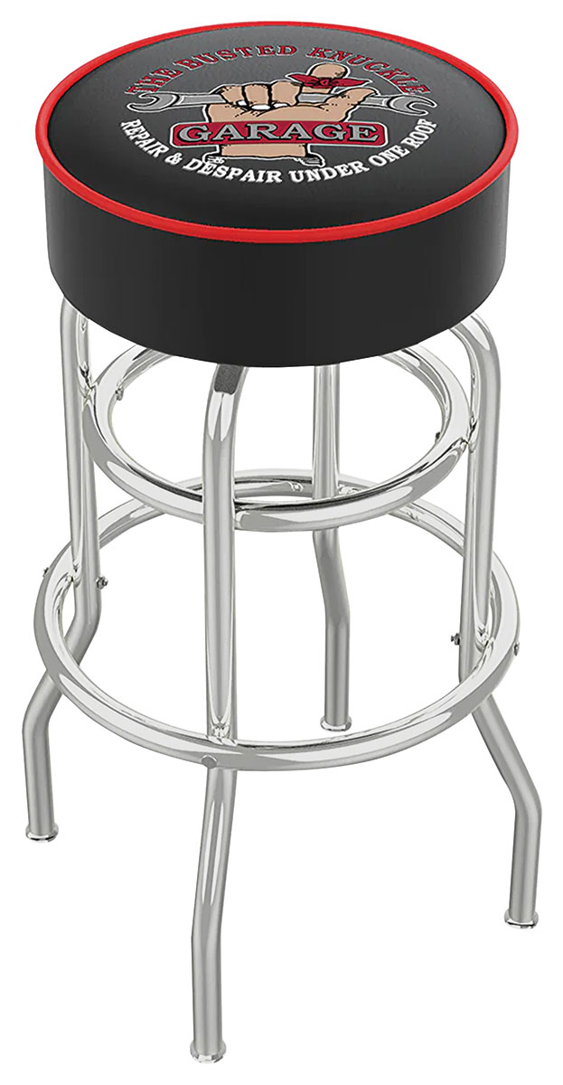 Barstool, Double Ring Base, Full Swivel, Busted Knuckle Garage 1 Barstool, Double Ring Base, Full Swivel, Busted Knuckle Garage