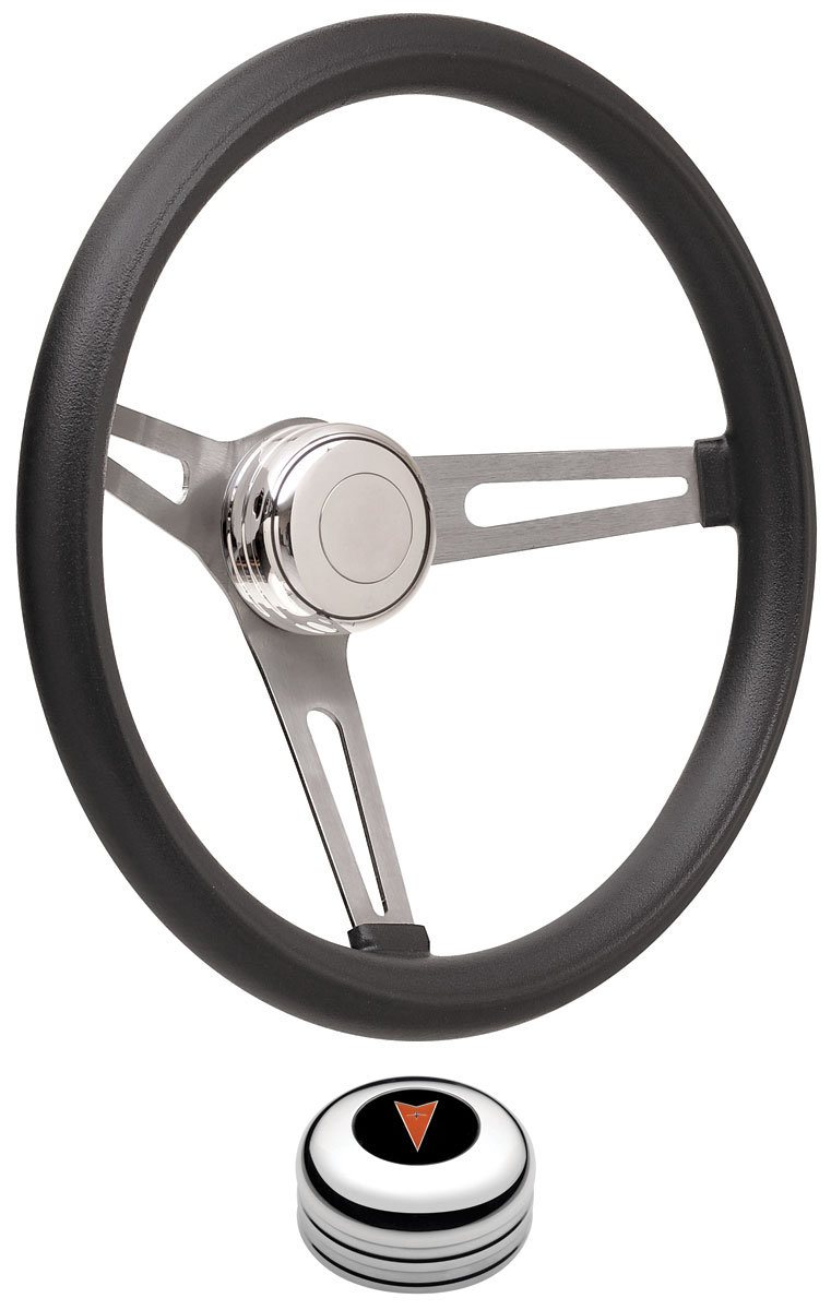 Steering Wheel Kit, 59-68 Pontiac, Retro Foam, Tall Cap, Arrowhead, Polished 1 Steering Wheel Kit, 59-68 Pontiac, Retro Foam, Tall Cap, Arrowhead, Polished