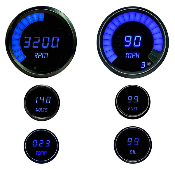 Gauge Set, Intellitronix LED,w/3-3/8" Speedometer & Tachometer, 6pc