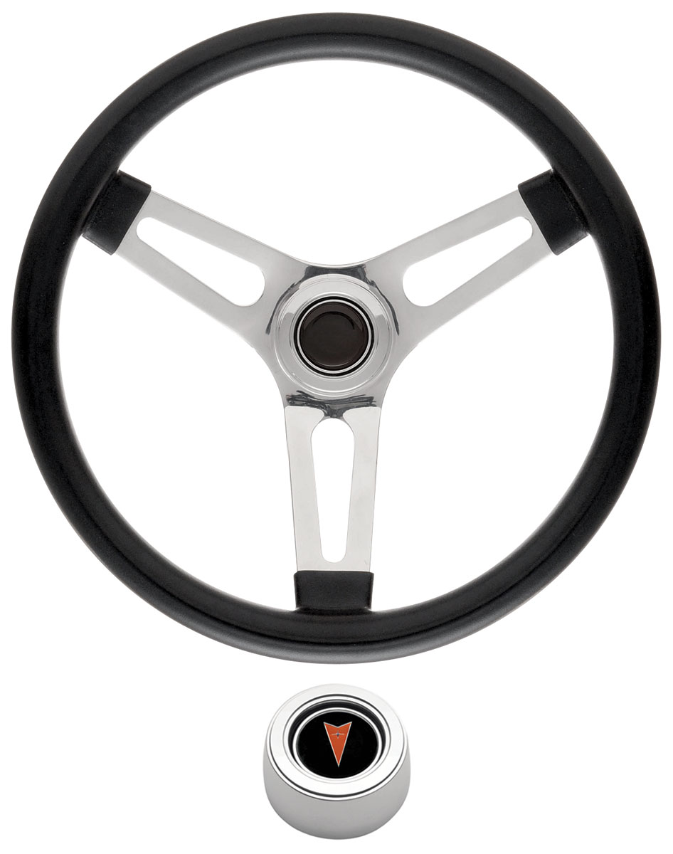 Steering Wheel Kit, 69-77 Pontiac, Sym Foam, 1.5, Hi Rise Cap, Arrwhd, Polished 1 Steering Wheel Kit, 69-77 Pontiac, Sym Foam, 1.5, Hi Rise Cap, Arrwhd, Polished