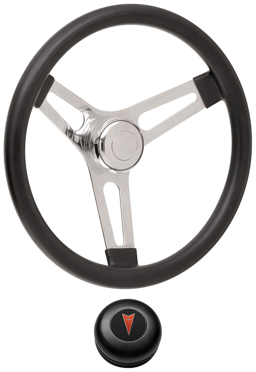 Steering Wheel Kit, 59-68 Pontiac, Symm. Foam, 3.25, Tall Cap, Arrowhead, Black 1 Steering Wheel Kit, 59-68 Pontiac, Symm. Foam, 3.25, Tall Cap, Arrowhead, Black
