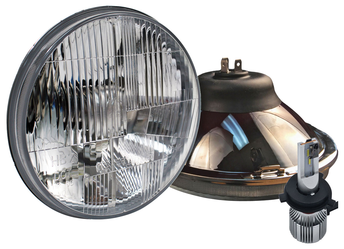 Headlights, Delta Lights LED 7" Round, Flat Glass, H4 Bulb, High/Low-Beam 1 Headlights, Delta Lights LED 7" Round, Flat Glass, H4 Bulb, High/Low-Beam