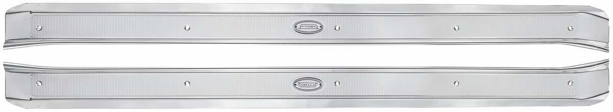 Sill Plates, 1965-70 Cadillac, 2-Dr w/Emblem, Except Eldorado, Pair 1 Sill Plates, 1965-70 Cadillac, 2-Dr w/Emblem, Except Eldorado, Pair