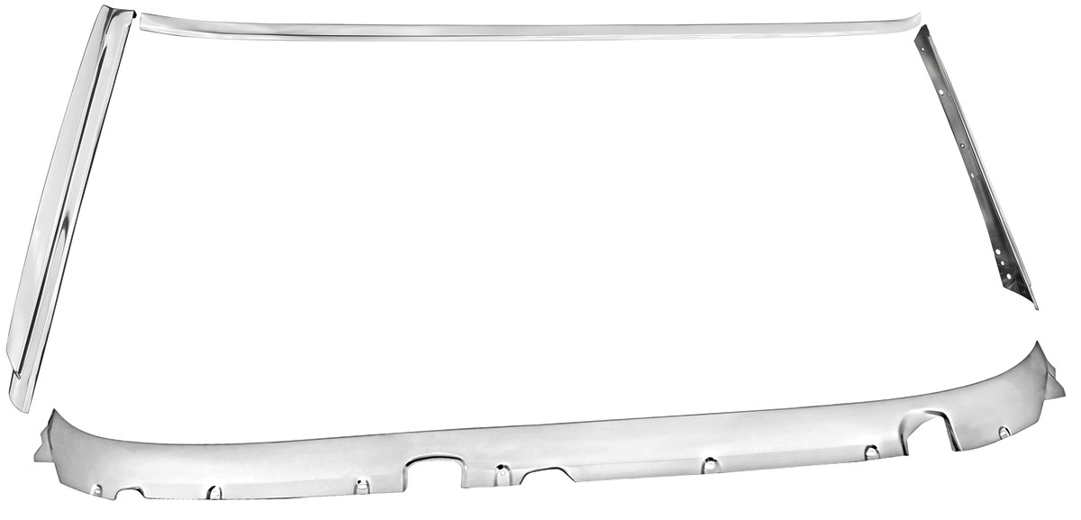 Window Reveal Molding Set, Front, 1968-72 A-Body Convertible, 4pc w/Lower 1 Window Reveal Molding Set, Front, 1968-72 A-Body Convertible, 4pc w/Lower
