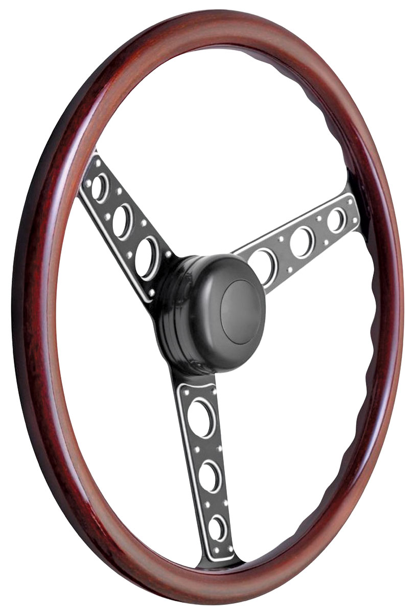 Steering Wheel Kit, 1969-89 GM, Autocross II, Plain Cap, Wood 1 Steering Wheel Kit, 1969-89 GM, Autocross II, Plain Cap, Wood