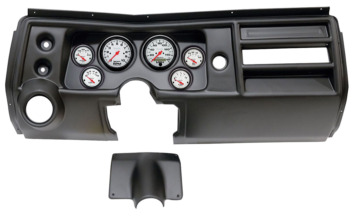 Gauge Mount w/ Gauges, AutoMeter, 3-3/8"(2) & 2-1/16"(4), 1968 CH/EC w/ Vent 1 Gauge Mount w/ Gauges, AutoMeter, 3-3/8"(2) & 2-1/16"(4), 1968 CH/EC w/ Vent